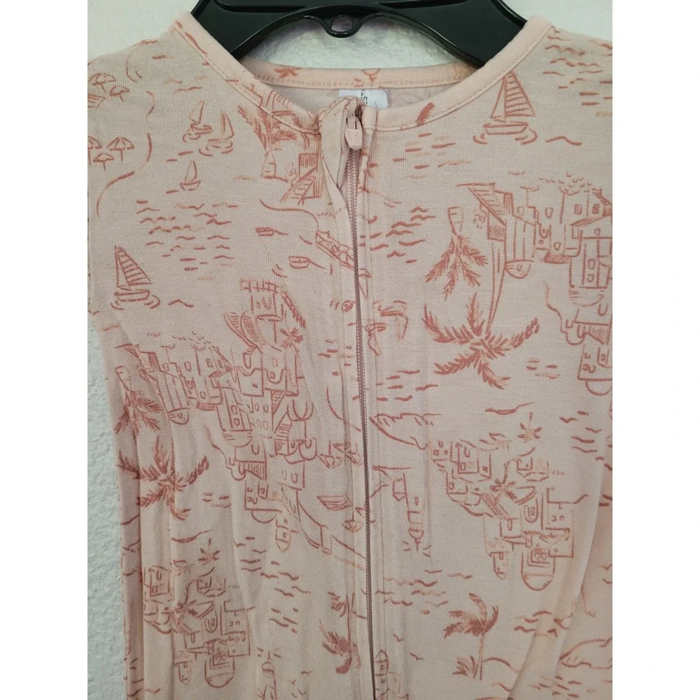 Modern Moments 18M Coastal Village Zip Up Footed Sleeper Peach Soft #9